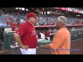 Coach Pickler tosses out first pitch at Angel...